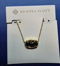 Kendra Scott Elisa Gold-tone Black Filigree Necklace - NEW