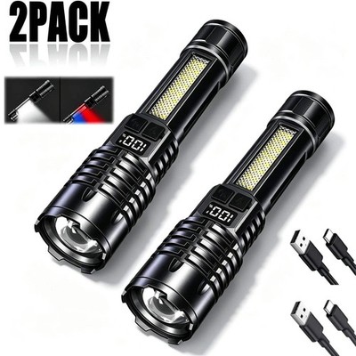 High Power LED Flashlight Portable Zoom Torch Type-C Rechargeable Waterproof Lig