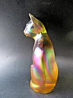 Vintage Fenton Iridescent Carnival Amber Autumn Gold Orange Cat Figurine 5”
