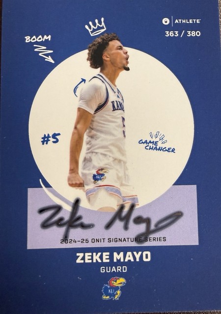 2024-25 ONIT Kansas Jayhawks - on card AUTO #S-3 Zeke Mayo 77/380