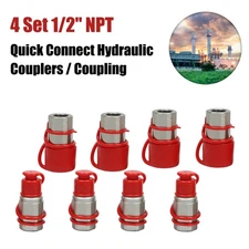 4 pairs 1/2'' Hydraulic Pipe Quick Connector Male and Female Connector Set