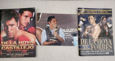 Oscar De La Hoya signed photo, Hoya vs Javier Castillejo,  Hoya vs Forbes 