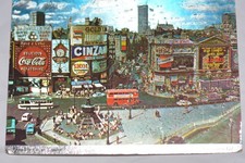 Picadilly Circus in London Foil Postcard (POSTED, 1980)