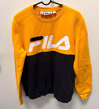 FILA Men's Colorblock Crew Neck Logo Graphic Fleece Pullover Sweatshirt Sz S