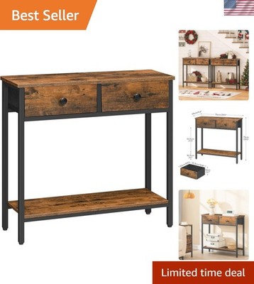 29.5'' Narrow Console Table with 2 Fabric Drawers, Small Entryway Table with 2...