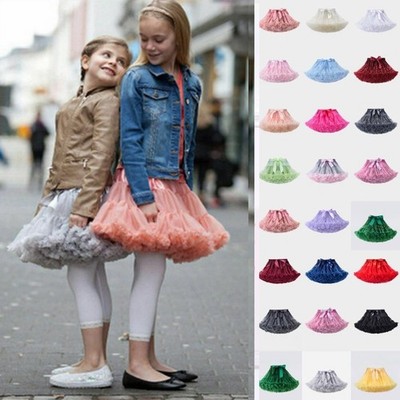 Mädchen Kinder Damen Petticoat Rockabilly Tutu Röcke Swing Tanzen Ballet Kleid