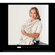 Itzy Ritzy Breastfeeding Boss Muslin Nursing Cover Toast Checkerboard 47x47