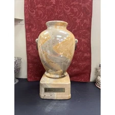 Jim Beam Executive Vase Decanter 12" Vintage 1986 Marble Pattern 2 Piece (798)
