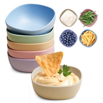 Hlukana 6 Pack Wheat Straw Soy Sauce Dishes, 4.5 OZ Small Dessert Bowls, Unbreak