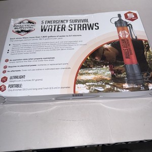 5 High Capacity Emergency Survival Water Straws - Personal Water Filter for C...
