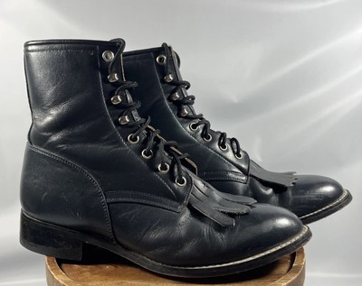 Vintage Justin Boots Women’s Lace Up Roper Boots Style 504Y Size 6D Blue 