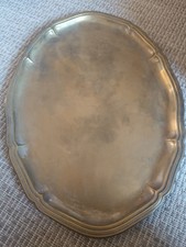 Serviertablett - gro&szlig;es Tablett - versilbert - Messing - Vintage - oval