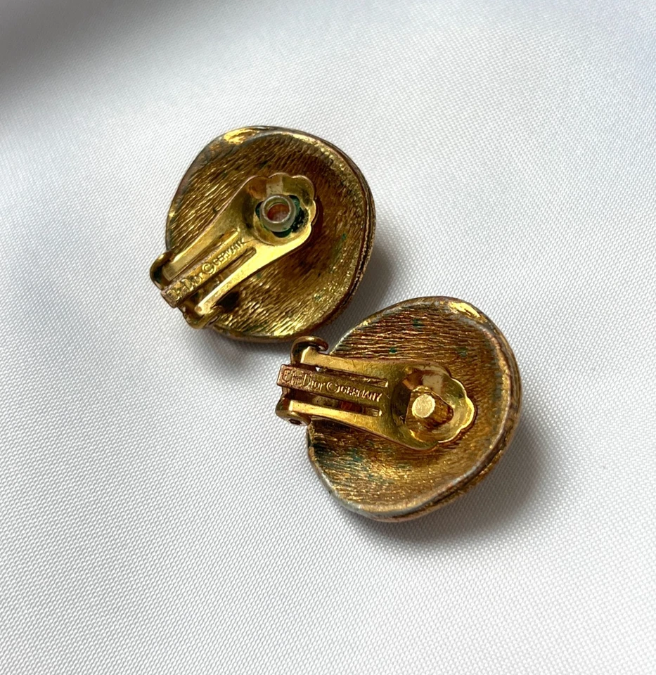 Pendientes Christian Dior Oro Perla Flor Clip De Colección Años 80 Auténticos Foto 4 de 4