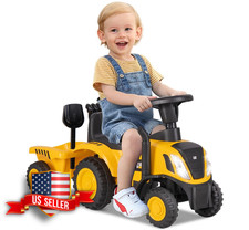 Caterpillar Ride On Tractor with Trailer, Horn, Rake Shovel for Kids