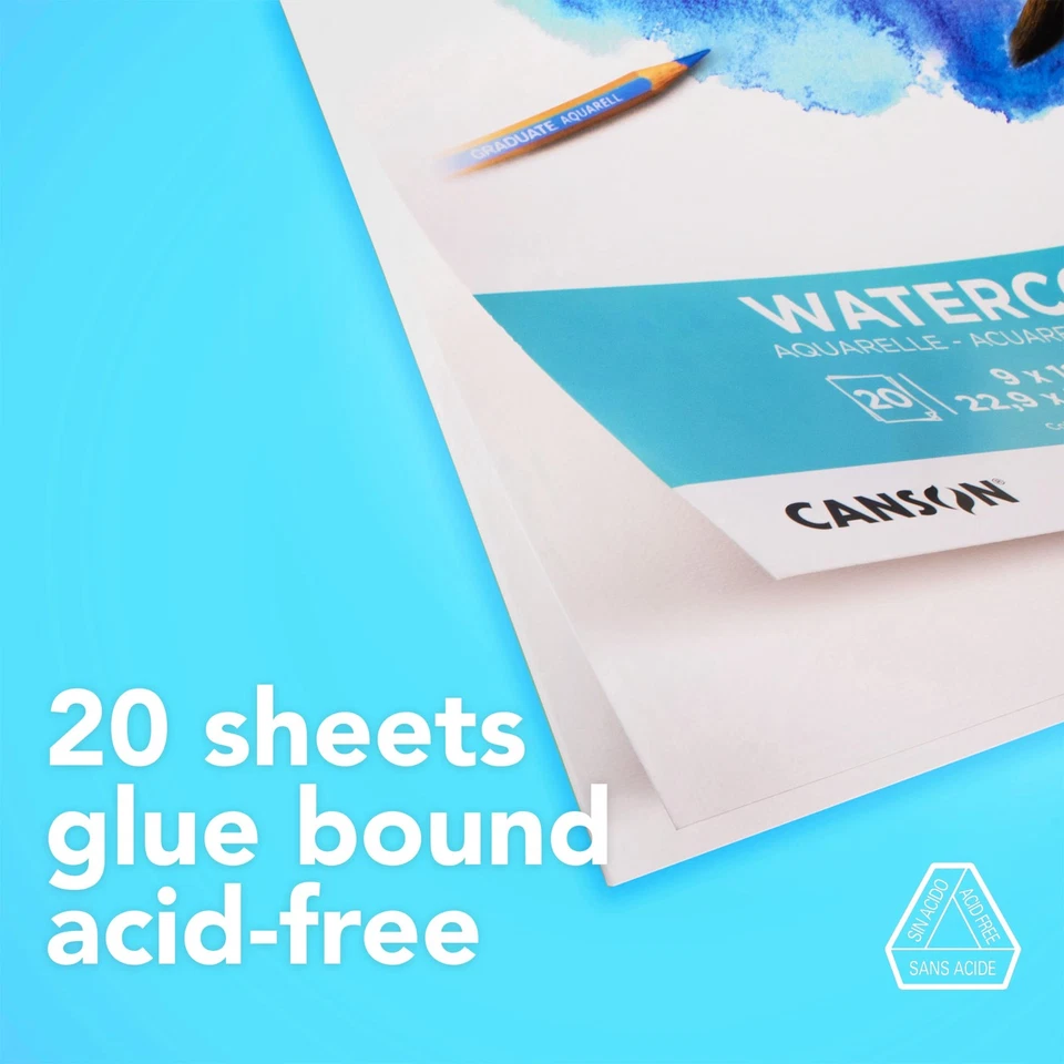 Almofada de aquarela Canson Graduate, Foldover, 9x12 polegadas, 20 folhas | Papel de artista - Imagem 3 de 4