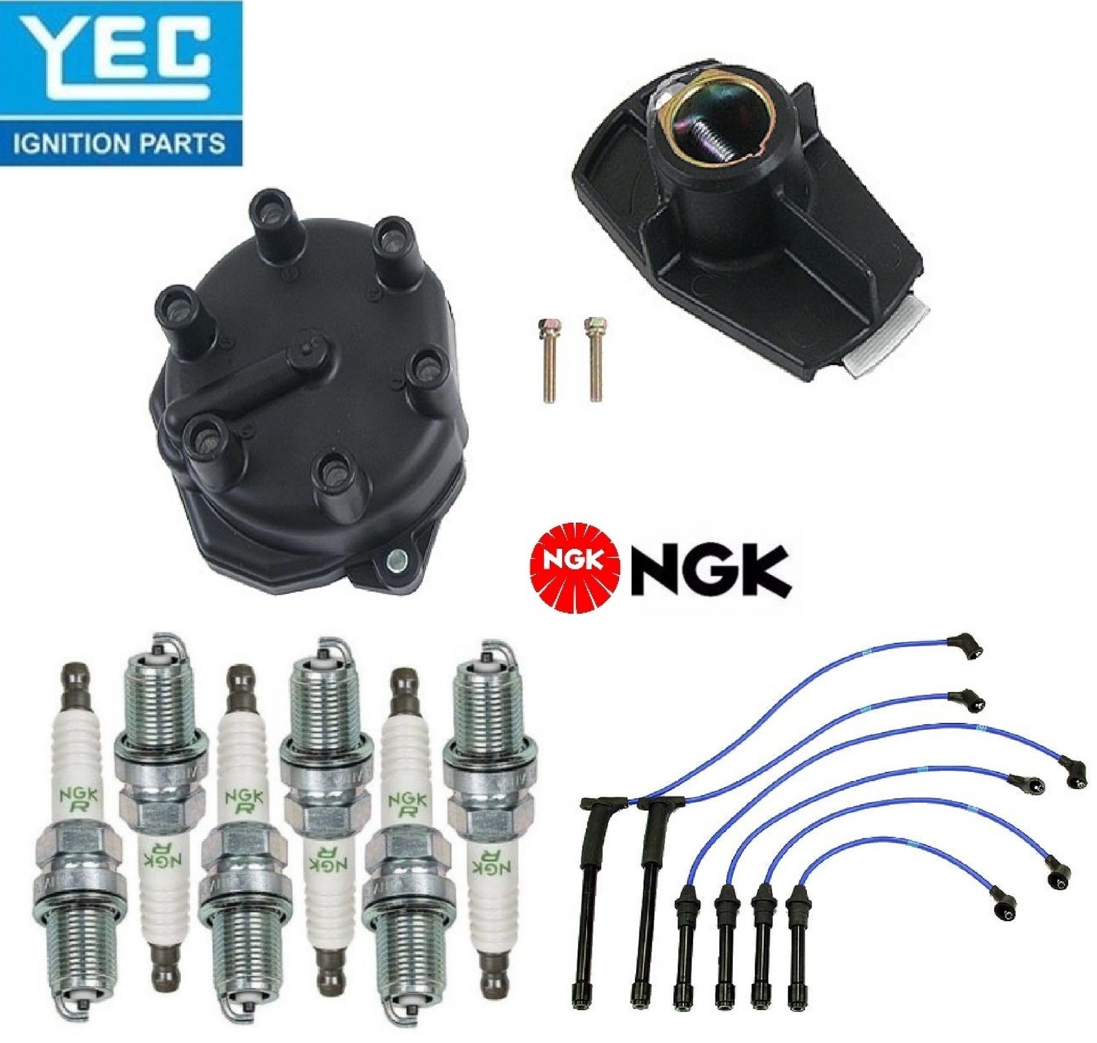 YEC NGK Ignition Kit Distri.Cap Rotor Plugs Wire for Nissan Xterra 3.3L 00-04
