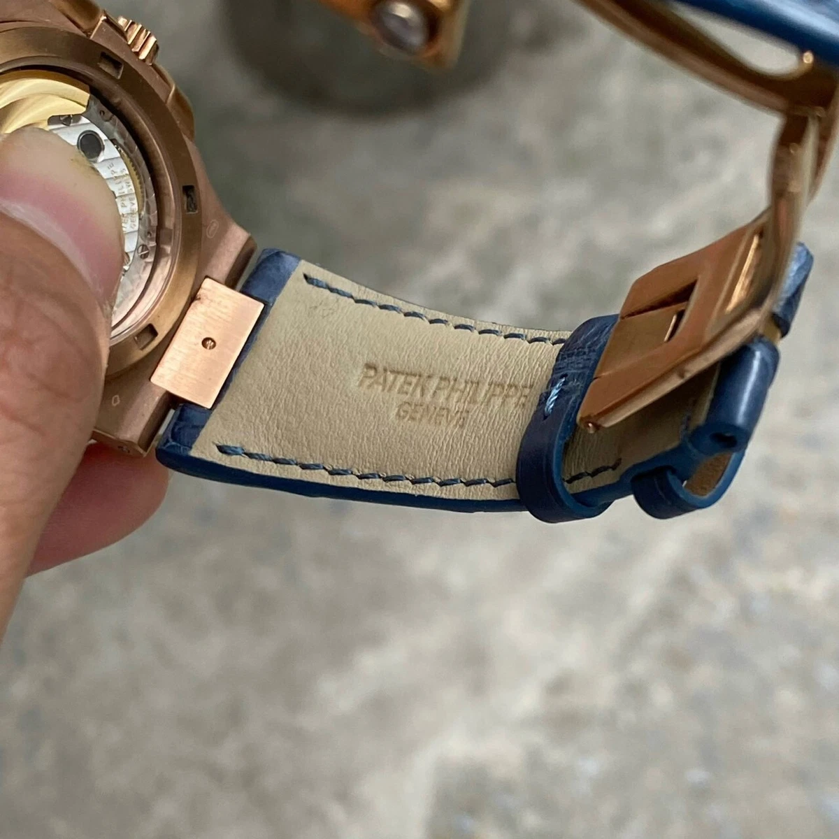 Patek philippe blue leather strap cheap