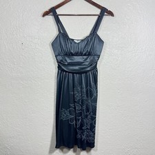 Vtg Y2K Babydoll Satin Dress Small Mini Beaded Floral USA Made Pleated Coquette