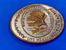 North American Hunting Club, Life Member silver gold color belt buckle