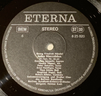 Handel Judas Maccabaeus HAEFLIGER JANOWITZ KOCH Eterna 3LP Handel Judas Maccabaeus HAEFLIGER JANOWITZ KOCH Eterna 3LP