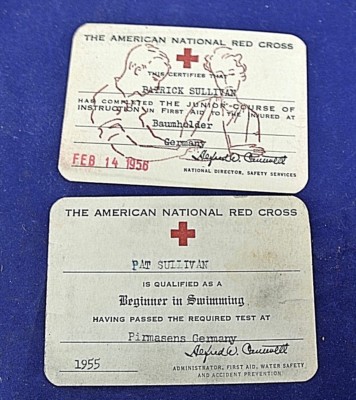 THE AMERICAN NATIONAL RED CROSS, FIRST AID AND SWIMMING CARDS, 1955 ...