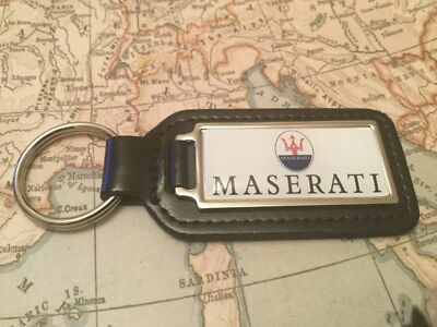 Schlüsselring Maserati Qualität schwarz Echtleder länglich QUATTROPORTE GRAN TURISMO