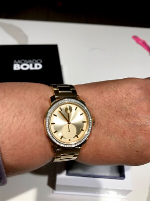 Movado Bold Ladies Watch 3600619 Gold Tone/ Crystal | eBay