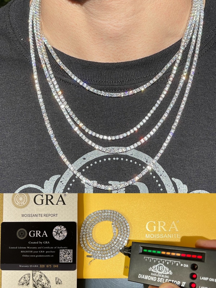 REAL 3mm MOISSANITE Silver Tennis Chain Necklace - VVS D REAL 3mm MOISSANITE Silver Tennis Chain Necklace - VVS D