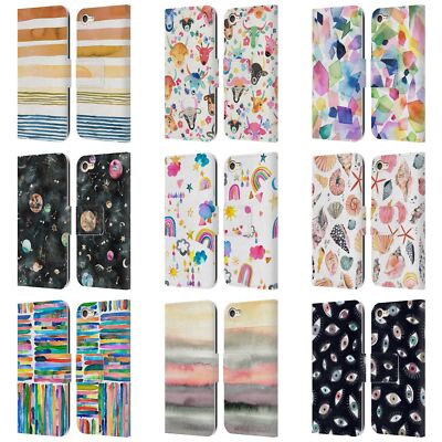 NINOLA WATERCOLOR PATTERNS LEATHER BOOK WALLET CASE FOR APPLE iPOD TOUCH MP3