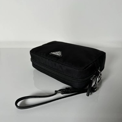 Prada triangle logo renylon pouch
