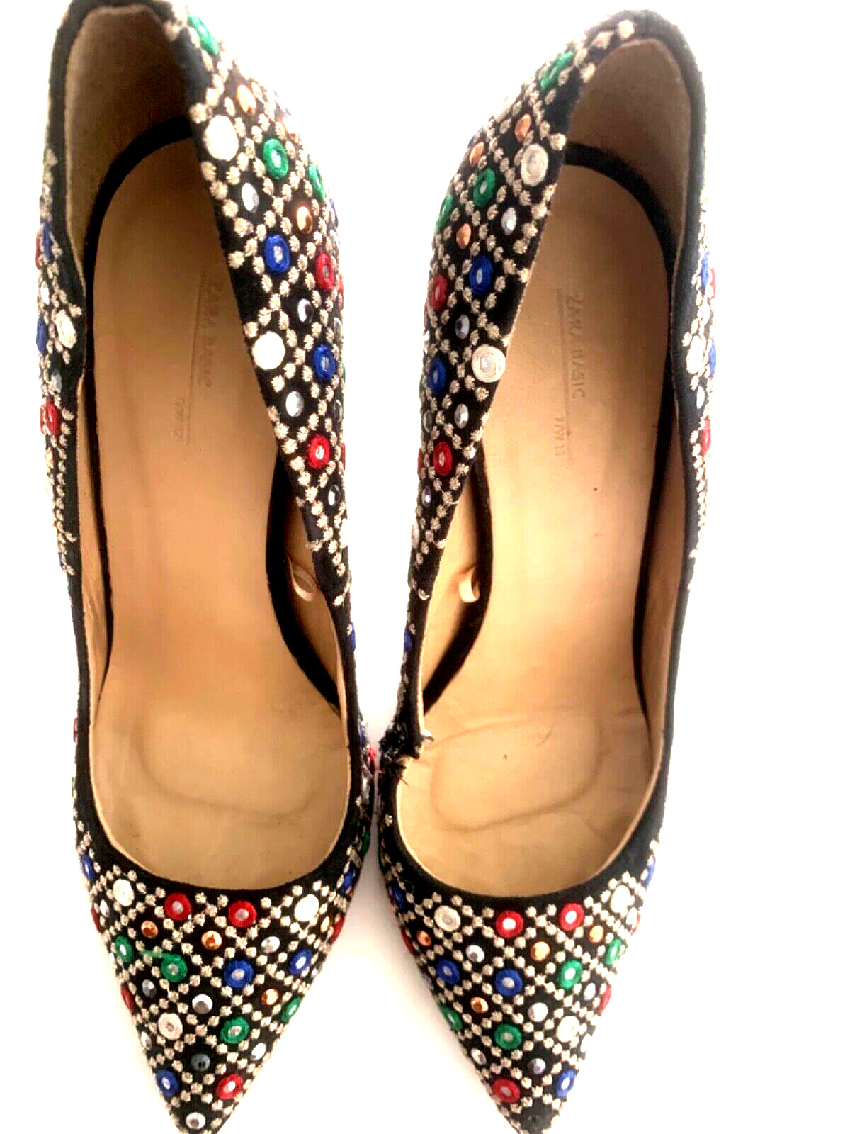 Zara Basic Point Toe Pumps Heels Sequins Size 40 … - image 7