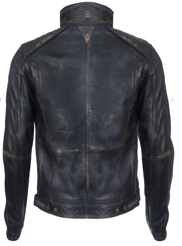 Men's Racer Vintage Black 100% Leather Retro Biker Jacket Distressed Motorcycle - Picture 2 of 5