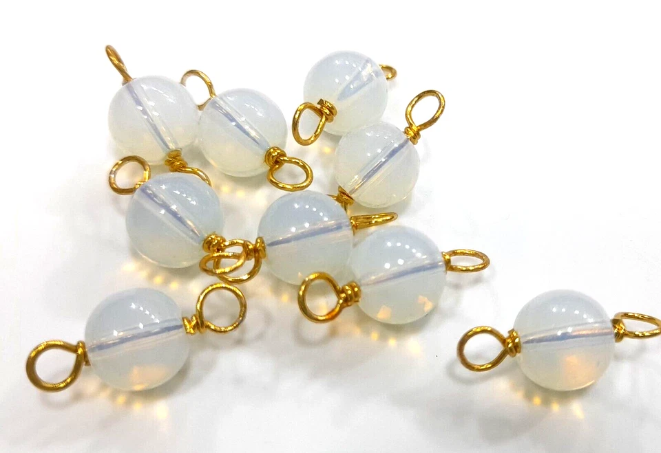 PIEDRA REDONDA OPALITA 8 MM LISA SUELTA 40 PECS CHAPADA EN ORO FABRICACIÓN DE JOYAS Foto 2 de 4