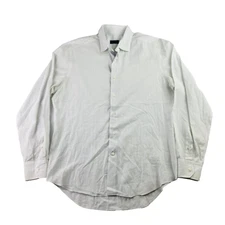 Lanvin Men’s 100% Cotton Dress Shirt White Blue Check • Italy • Size 16.5 | 42