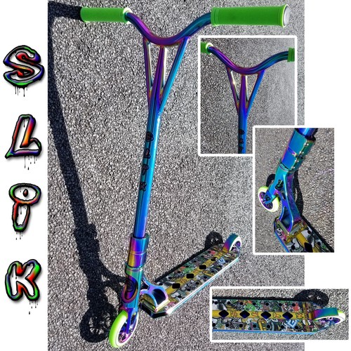 Slik Pro Stunt Scooter Oil Slick, Neo Chrome, Graffiti deck, light high strength eBay