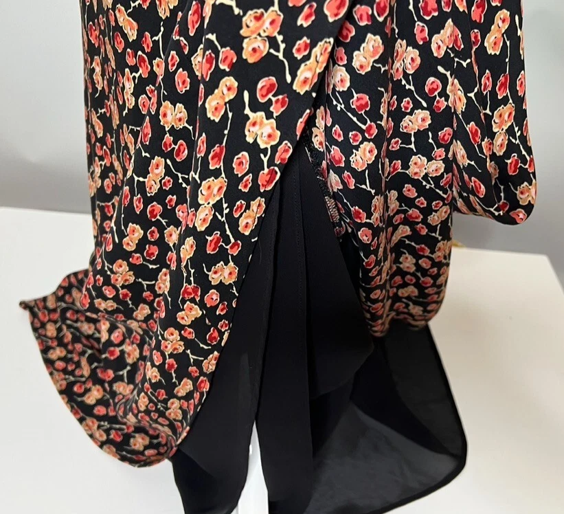 Maxi Falda Para Mujer Alfani 16W Plus Seda Negra Floral Sesgada Forrada Gasa Años 90 Y2K Foto 3 de 4