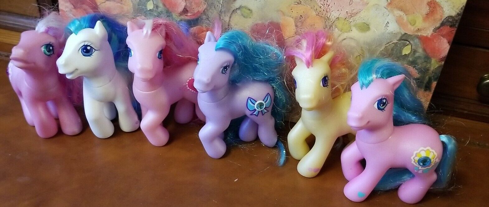 Lot of 7 c 2000s My Little Pony Characters with Hair Toys