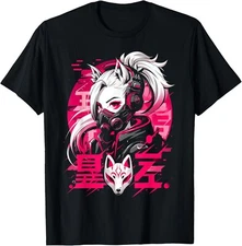 Anime Manga Cyberpunk Aesthetic Techwear Harajuku Kitsune T-Shirt