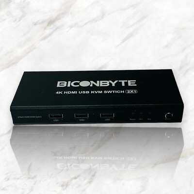 BICONBYTE 4K HDMI 3 USB Plug and Play KVM Switch 2X1 NEW