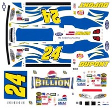  24 Jeff Gordon Billion Dollar Chevy 1/64th scale NASCAR Waterslide Decals