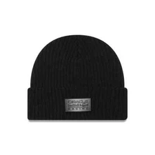 Red Bull Racing Matte Metal Cuff Knit Beanie Hat Black