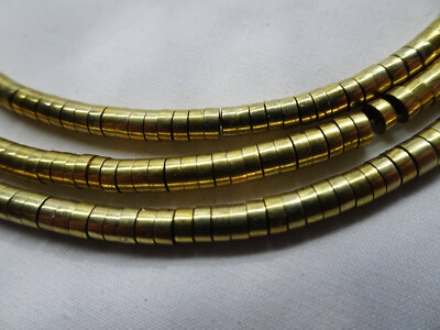 One 8'' Strand Gold Brass Metal Heishi Beads 3.5-3.75mm Wide A413 DNG