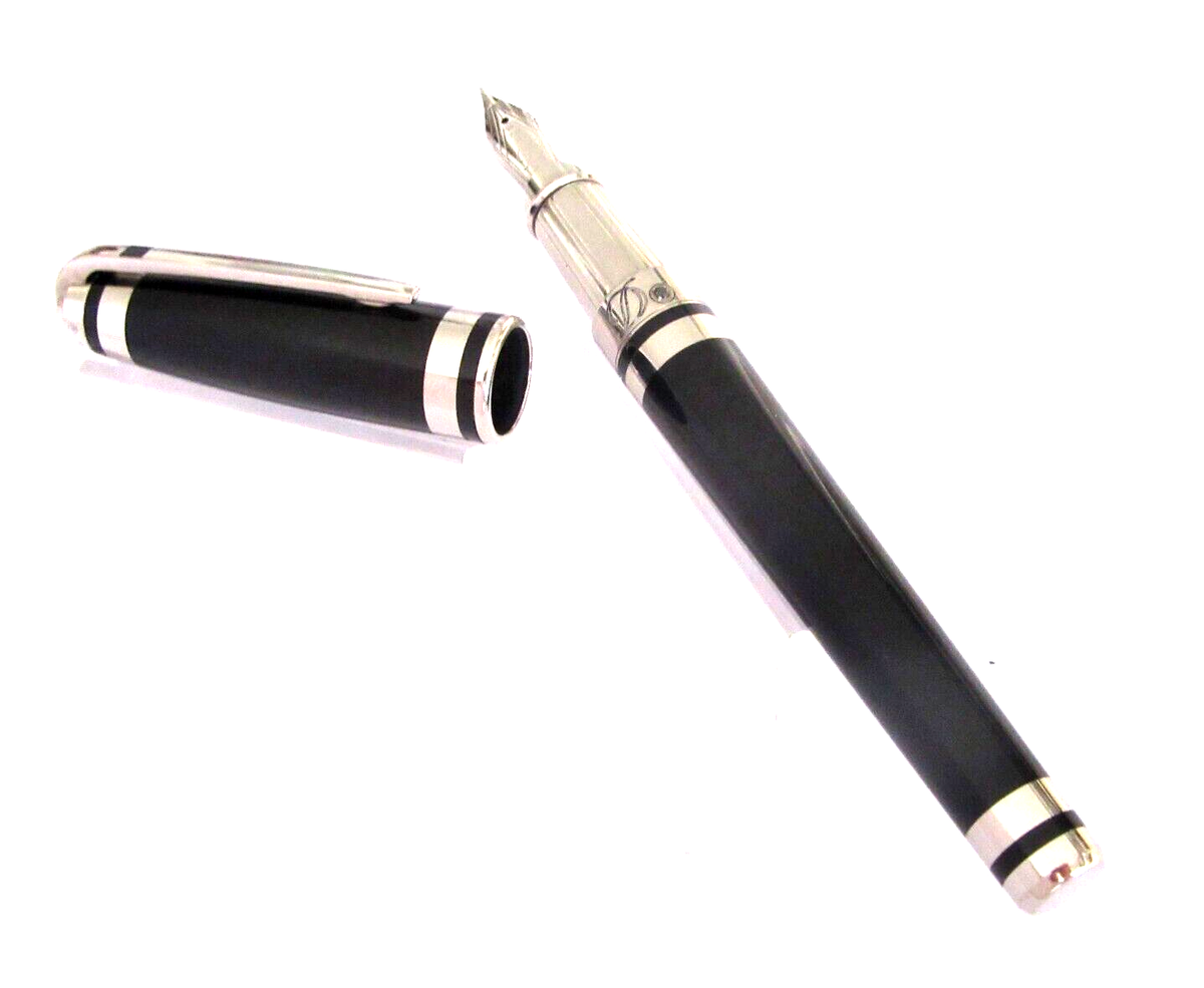 Stylo Plume S.T. Dupont Olympio XL Laque De Chine Noir Platine - Plume Or 18K D'occasion