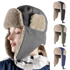 Winter Furry Hat Thickened Thermal Hunting Ski Warm Ear Flaps Hat for Men Women