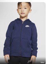 Nike Club Kids Fleece Full Zip Hoodie Navy Size 6 M NWT