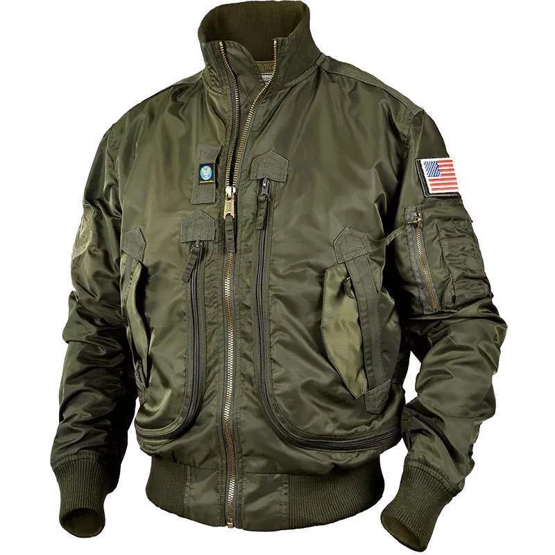 Tactical Mens Bomber Jacket MA1 Military Army Vintage Combat Flight Pilot Jacket - Image 3 of 4