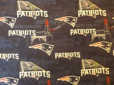 New England Patriots on Navy Cotton Fabric 44" Wide x 50 " long