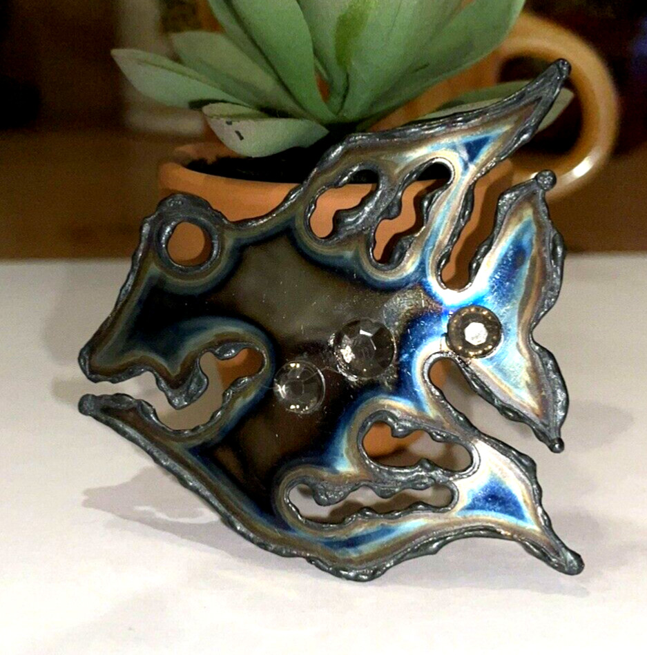 Mid Century David Wright Fish Brooch Iridescent M… - image 1