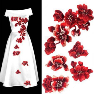 Embroidery Flower Patches Fabric Applique Clothing Cheongsam DIY Accessories