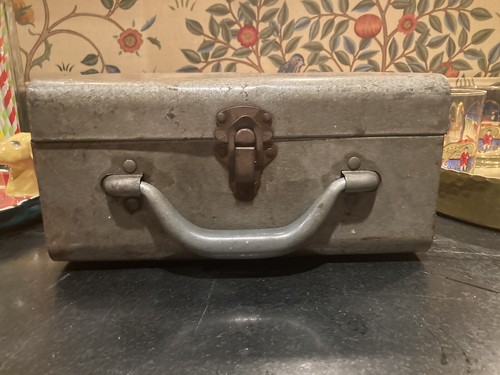 Old Metal Tool Box from the 1950's with Working Latch FREE SHIP